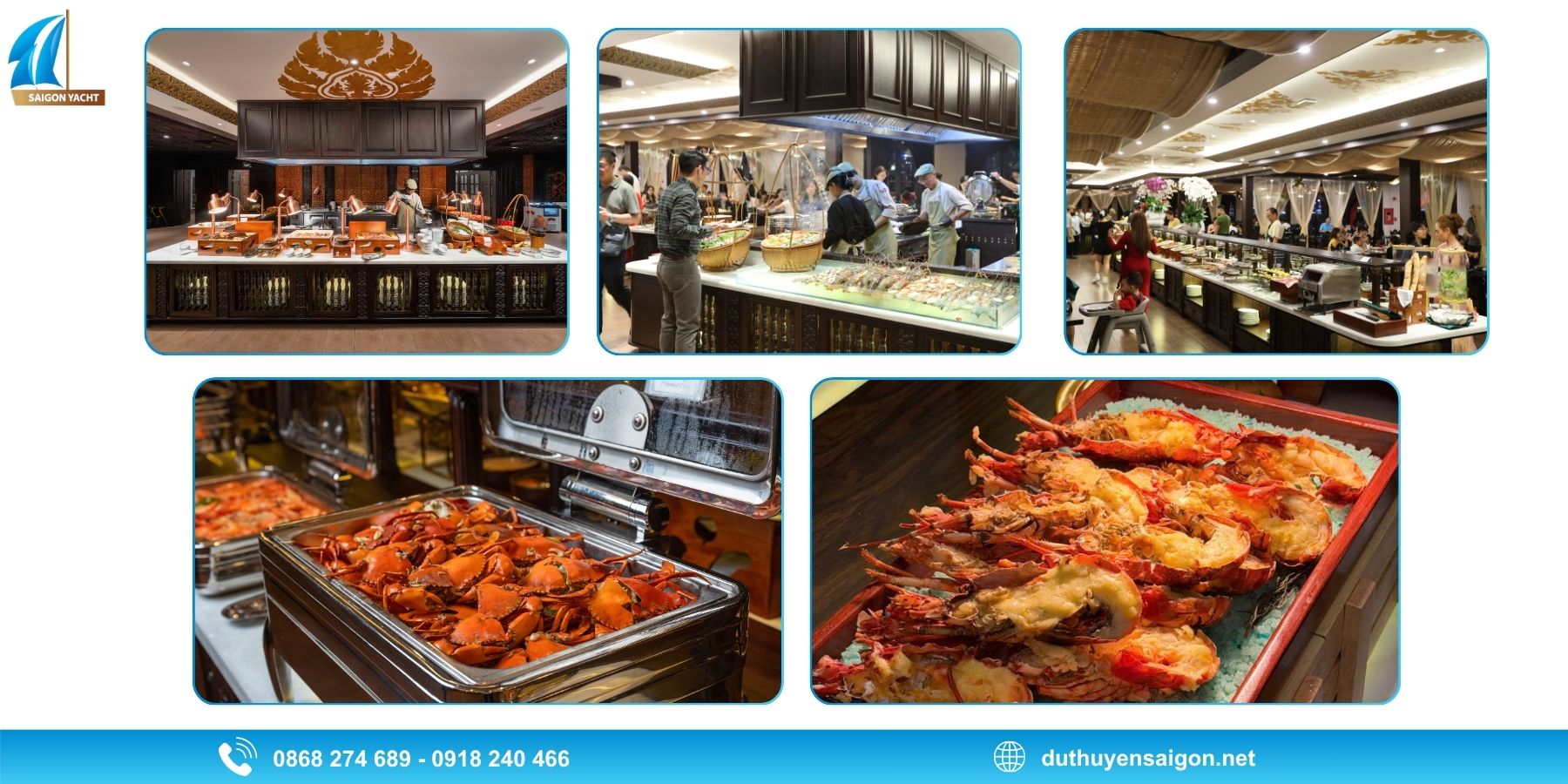Buffet hải sản hấp dẫn với tôm hùm và nhiều món ngon
